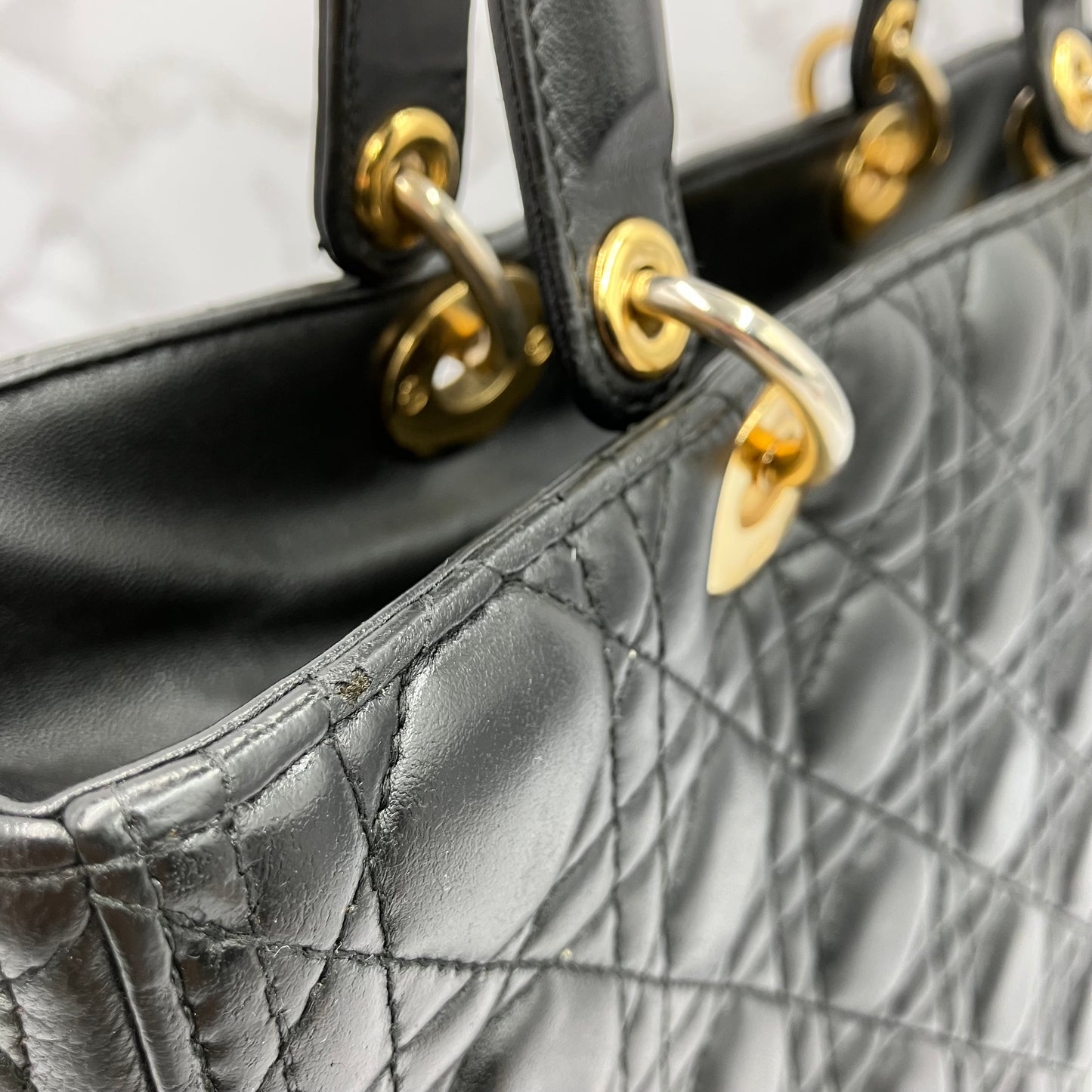 Christian Dior 2way Lady Dior leather