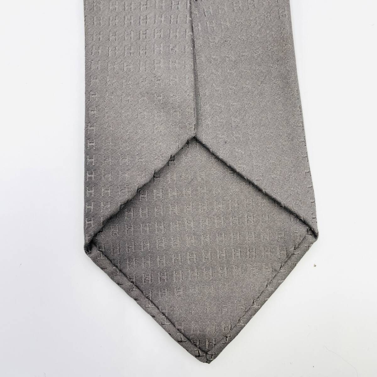 HERMES Tie Fasone 100% Silk Gray H Logo Men's Tie 7-4-284-1