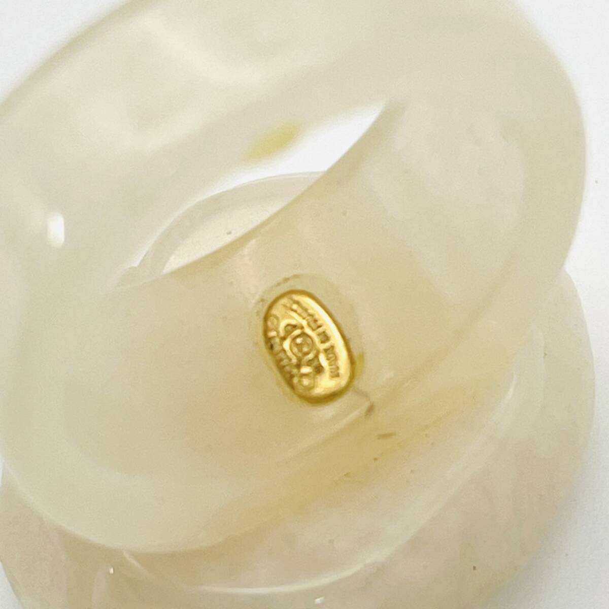 CHANEL Camellia Coco Mark Ring Ivory 53 Rose CC Mark Logo Ring 1-2-1234