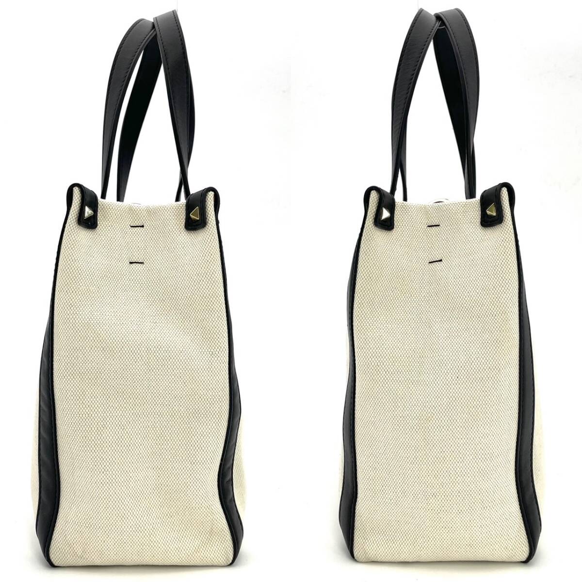 VALENTINO Canvas Leather White Black 2 Way Bag