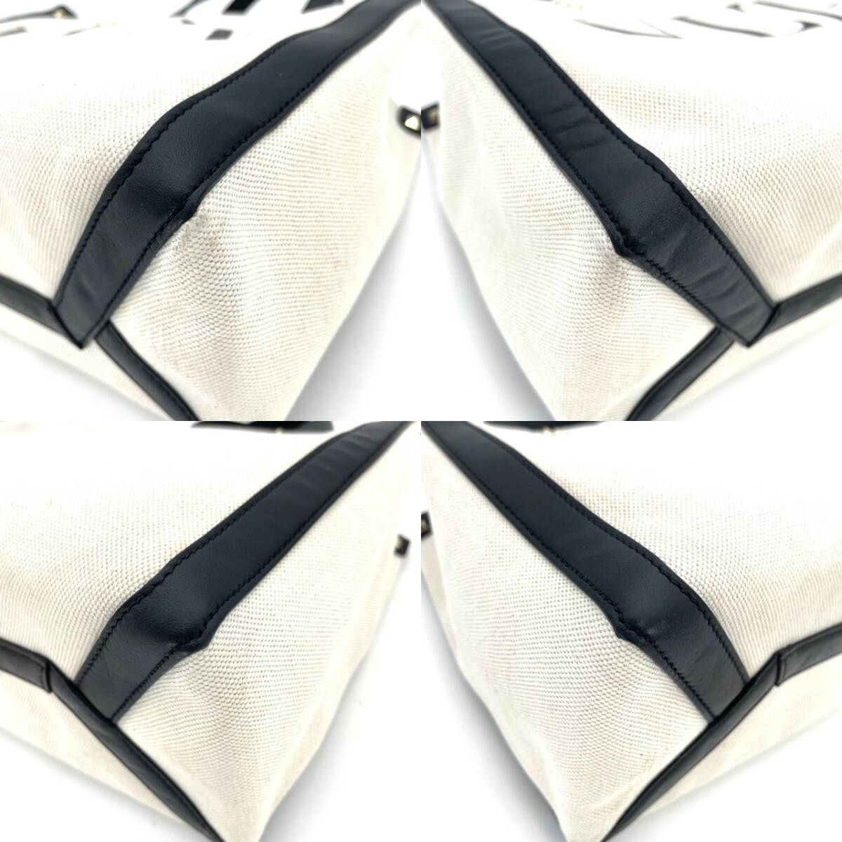 VALENTINO Canvas Leather White Black 2 Way Bag