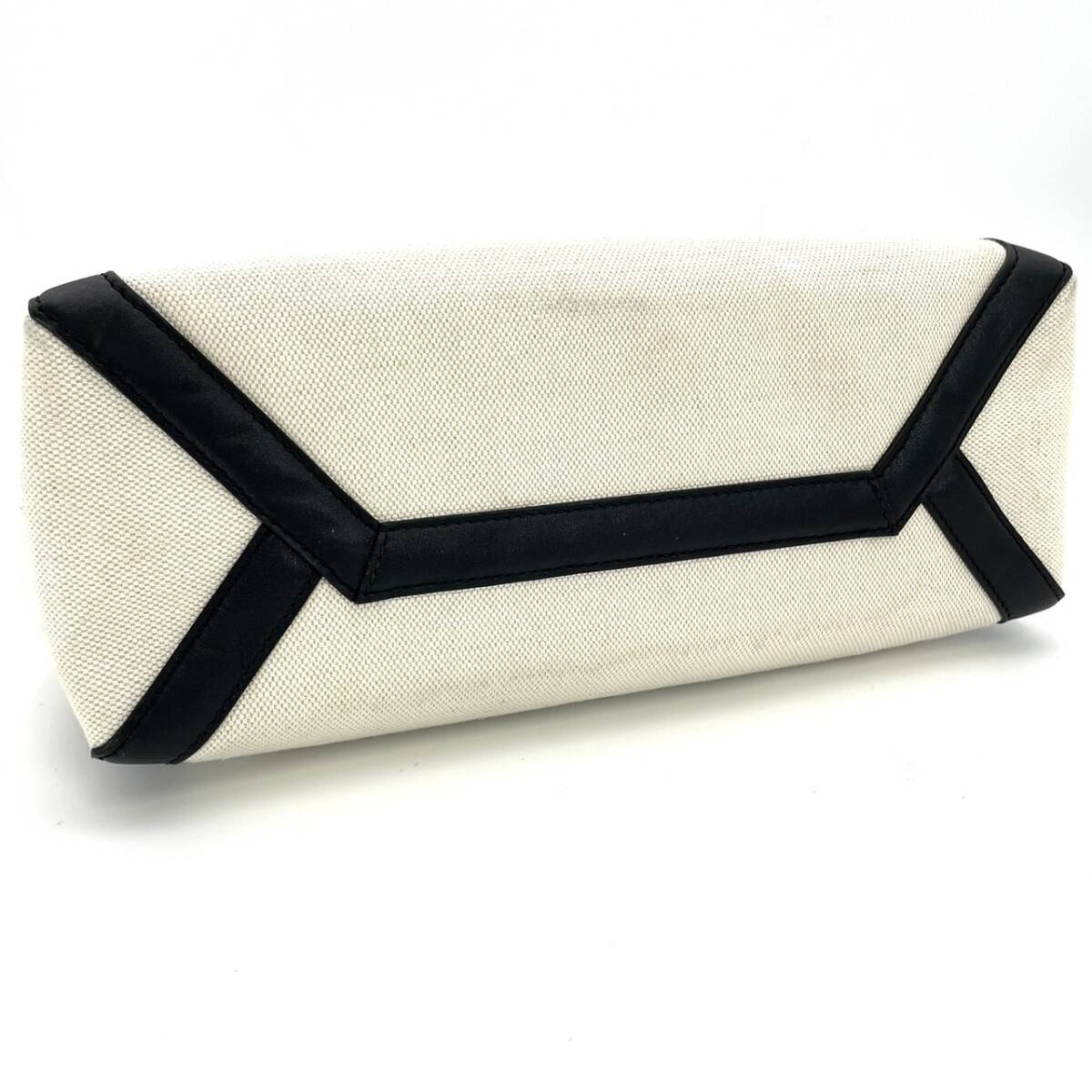 VALENTINO Canvas Leather White Black 2 Way Bag