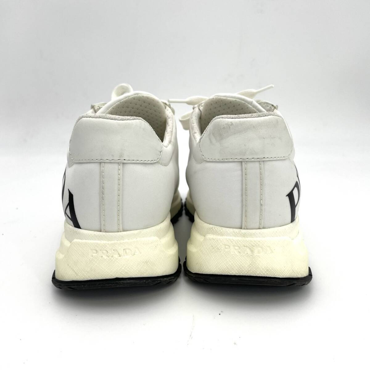 PRADA Women's Sneakers White Size 36.5 (9.3") Logo Nylon With Box 7-5-988