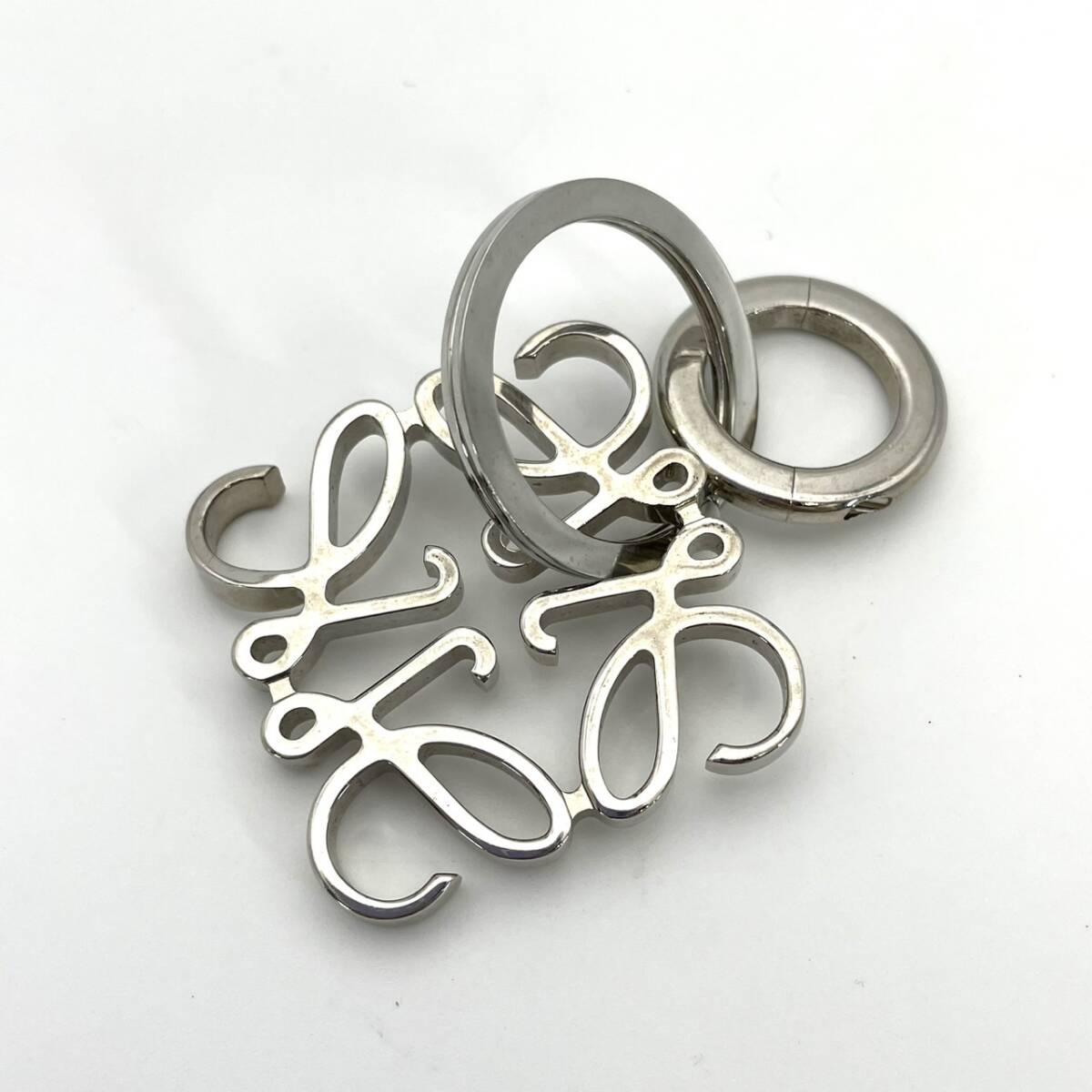 LOEWE Anagram Key Ring Silver
