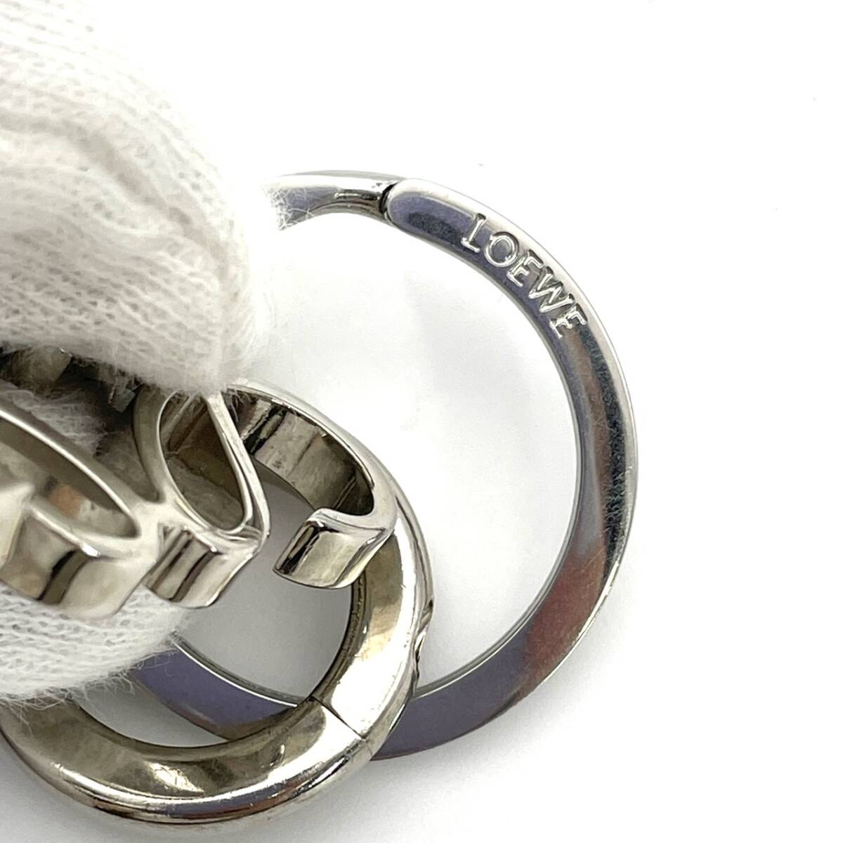 LOEWE Anagram Key Ring Silver