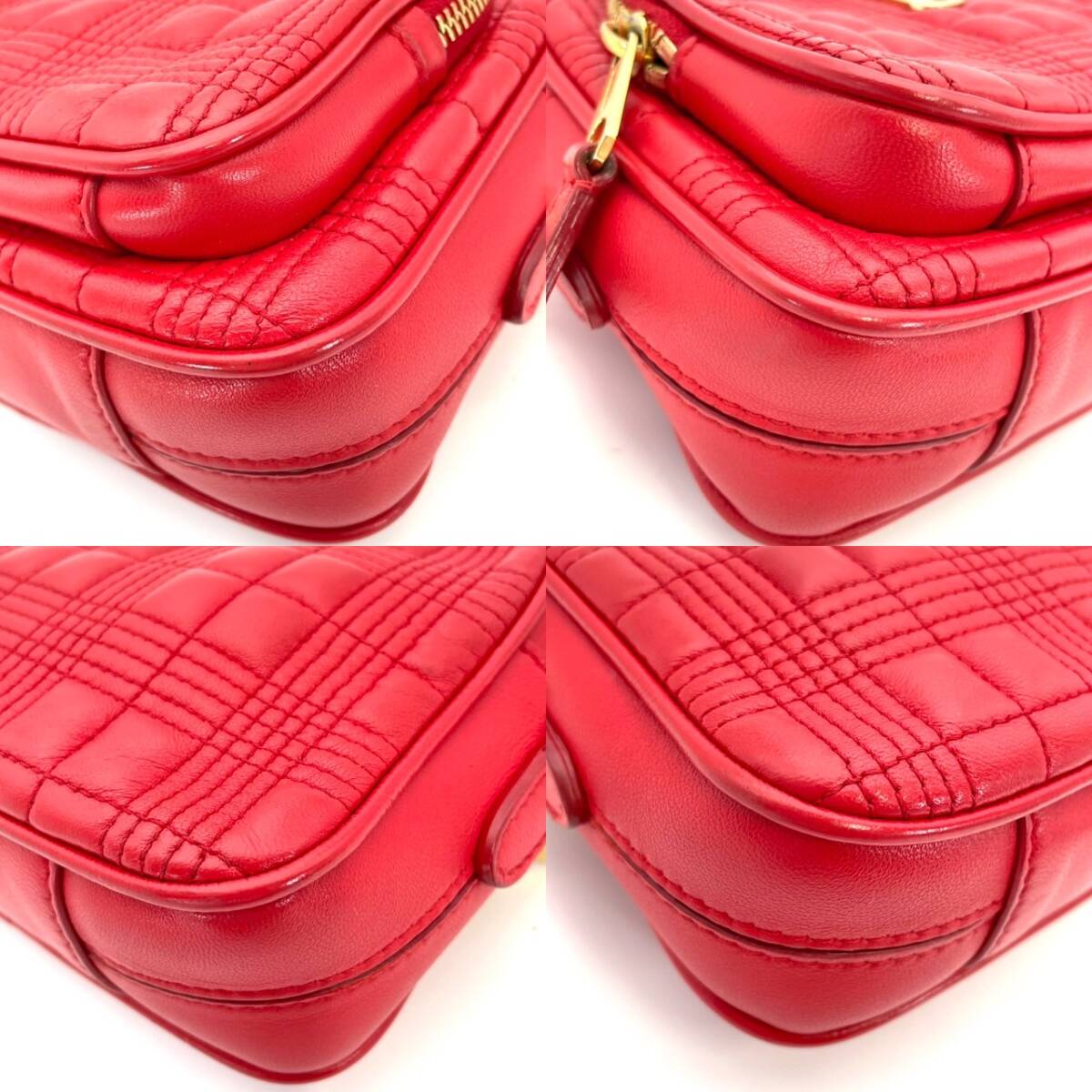 BURBERRY Lola Camera Chain Shoulder Red Leather TB