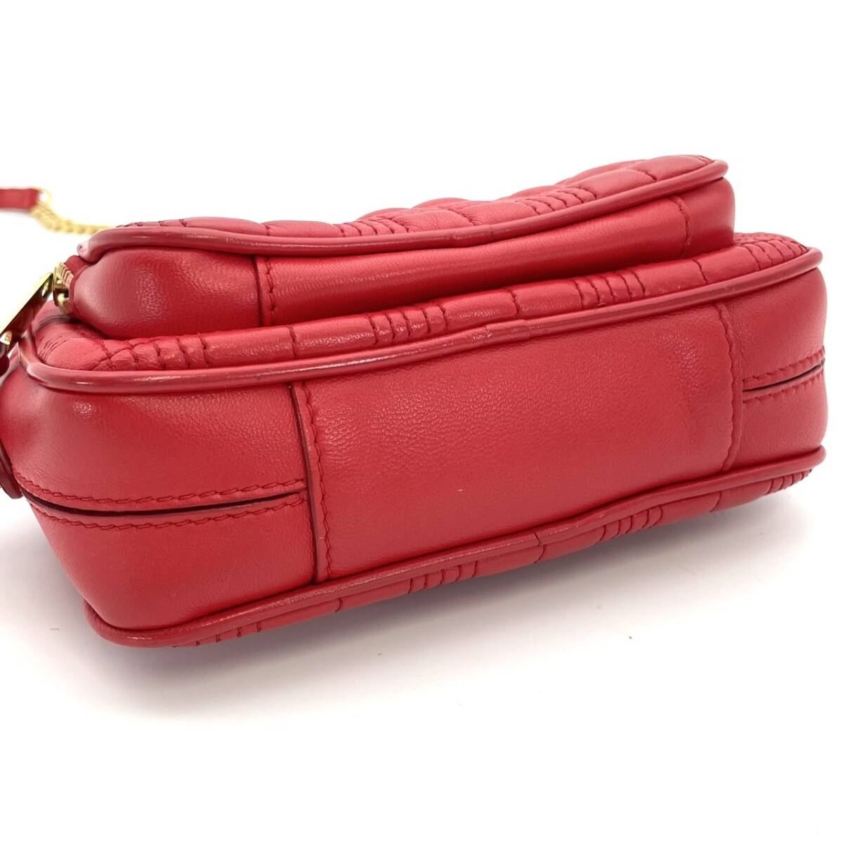 BURBERRY Lola Camera Chain Shoulder Red Leather TB