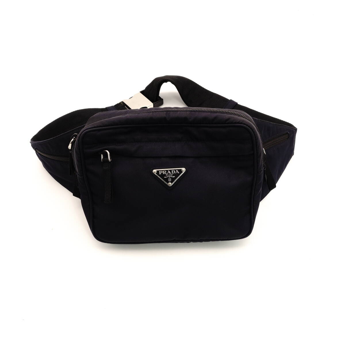PRADA Waist Bag Navy Triangle Logo Nylon Body Bag Men's