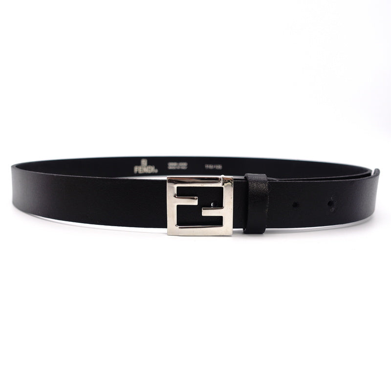 FENDI Mamma Belt Black Leather Size 110CM