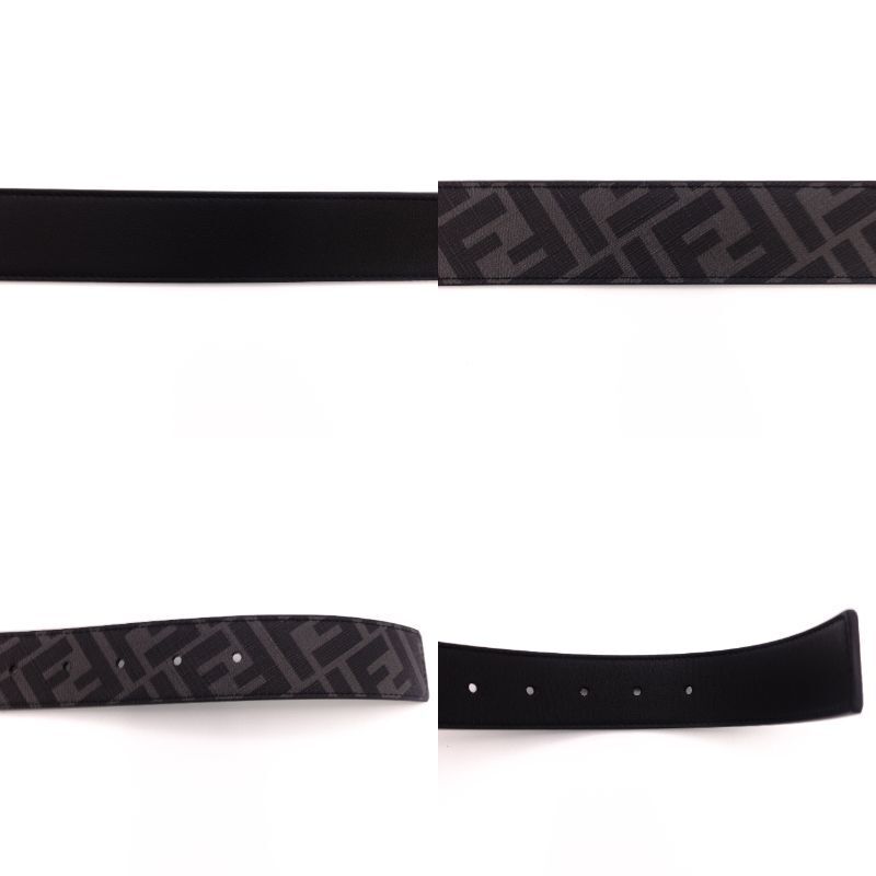 FENDI Zucca Belt Gray Black PVC