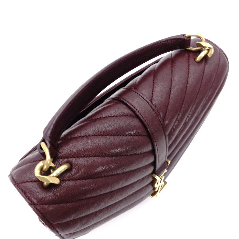 YVES SAINT LAURENT College Mini 2 Way Shoulder Bag Dark Purple
