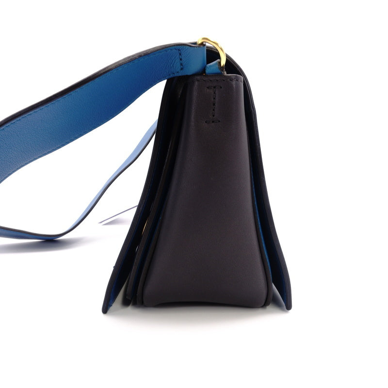 CELINE Frame Shoulder Blue Gray Leather