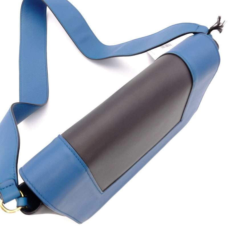 CELINE Frame Shoulder Blue Gray Leather