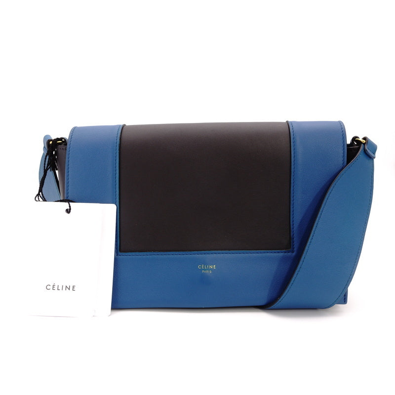CELINE Frame Shoulder Blue Gray Leather
