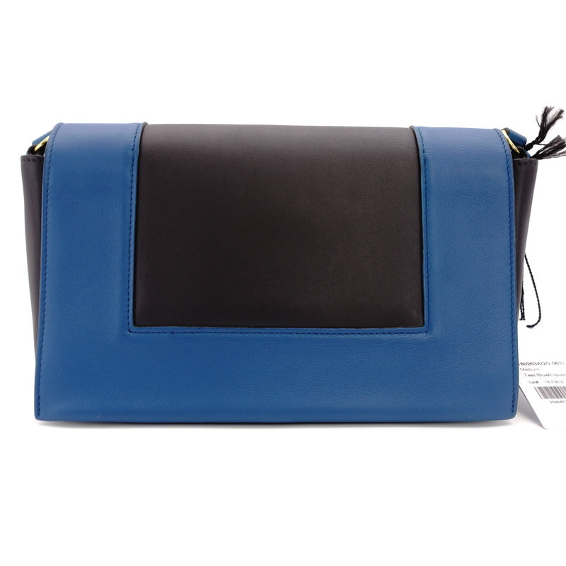 CELINE Frame Shoulder Blue Gray Leather