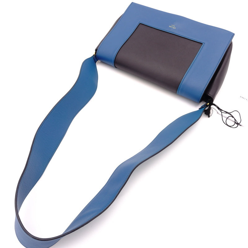 CELINE Frame Shoulder Blue Gray Leather