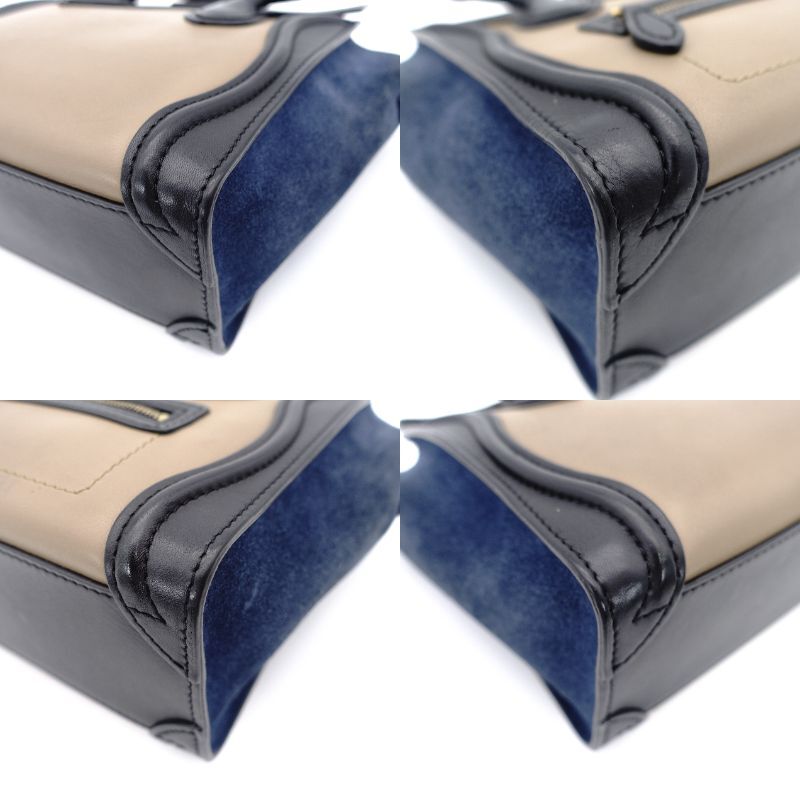CELINE Micro Shopper Luggage Navy Beige