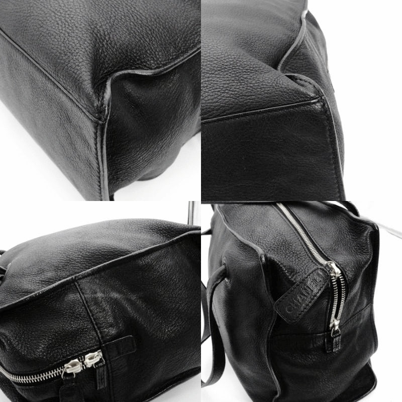 CHANEL Coco Mark Hand Bag Leather Black Vintage