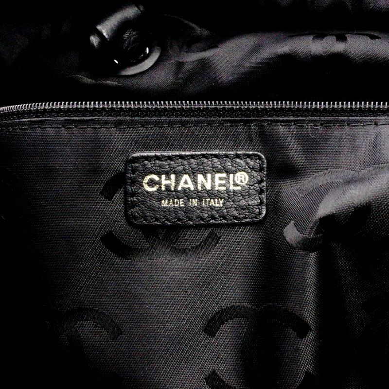 CHANEL Coco Mark Hand Bag Leather Black Vintage