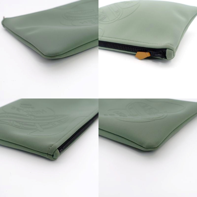 HERMES Trousse Flat MM Green Neovan Clutch bag