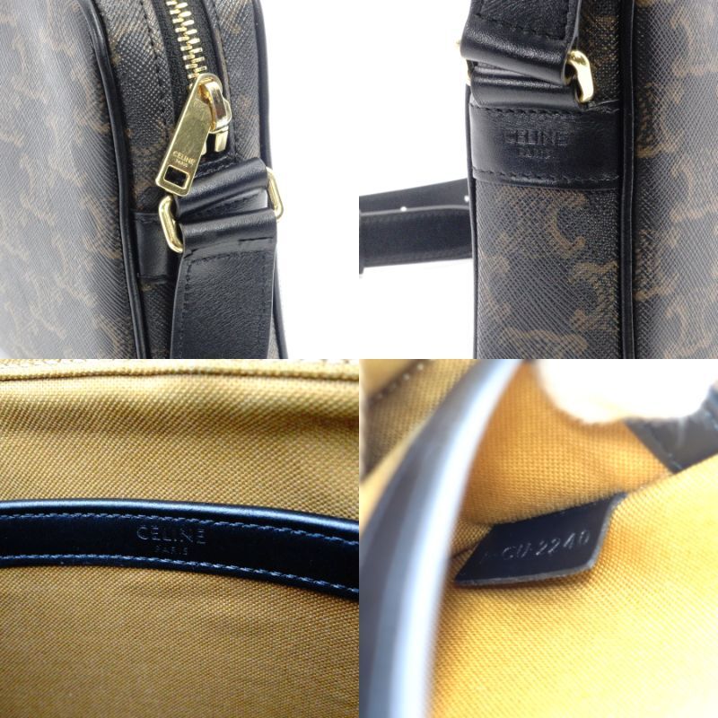 CELINE Triomphe Messenger Shoulder Brown Leather PVC