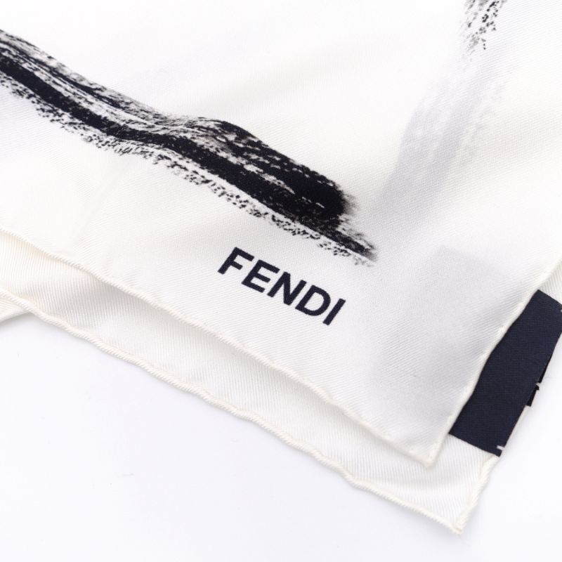 FENDI Scarf Logo Silk 100% White