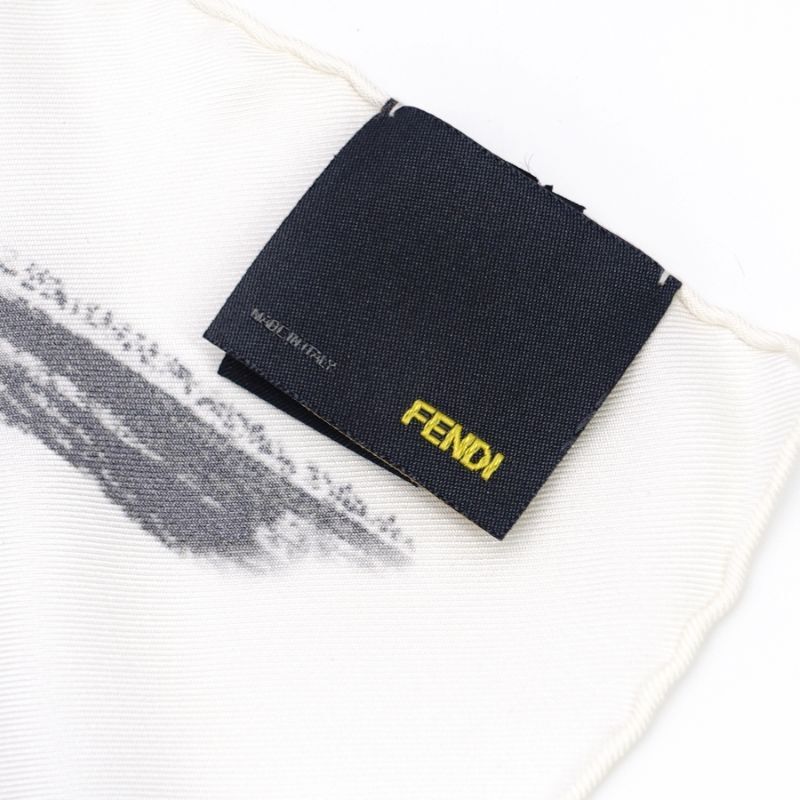 FENDI Scarf Logo Silk 100% White