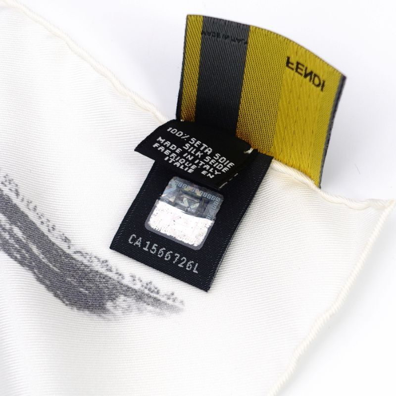 FENDI Scarf Logo Silk 100% White
