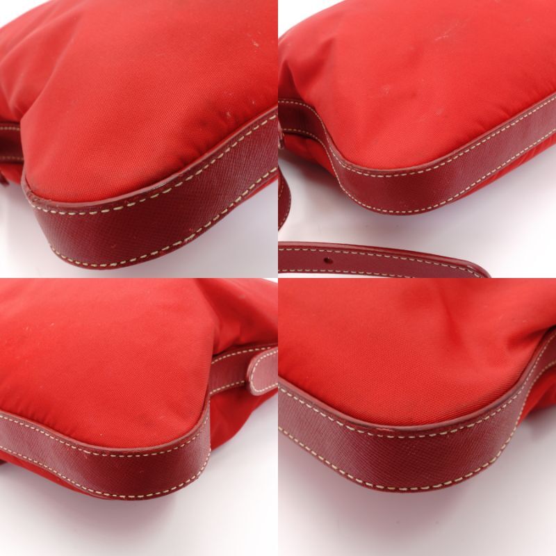 PRADA shoulder bag triangle logo nylon red red tesuto-nylon