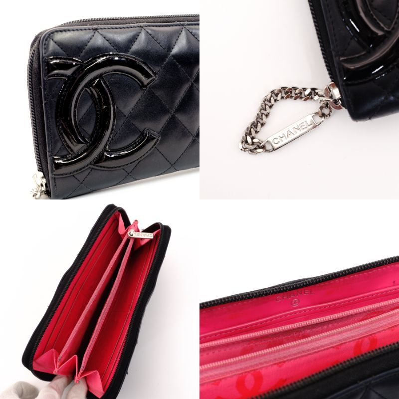 CHANEL Long Wallet Cambonline 20, black lambskin, black