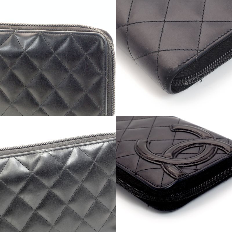CHANEL Long Wallet Cambonline 20, black lambskin, black