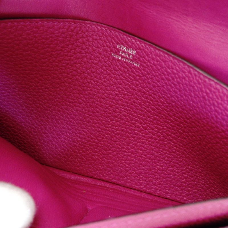 HERMES Dogon long purple long wallet leather