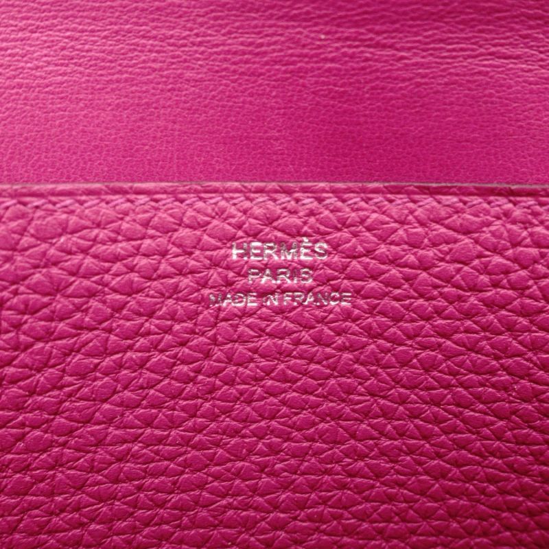 HERMES Dogon long purple long wallet leather