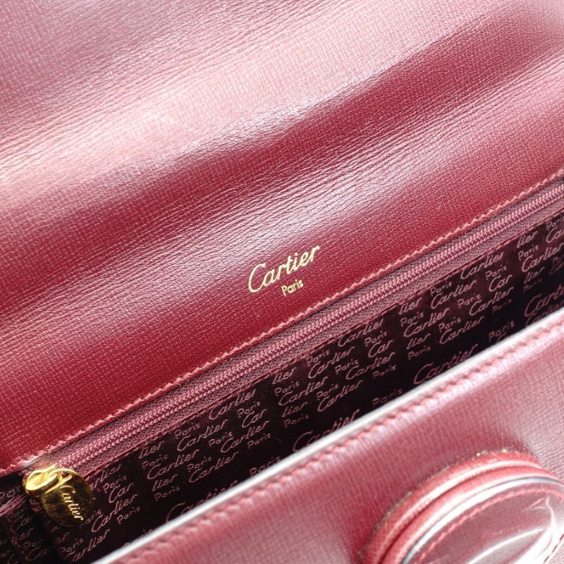 Cartier Mustline handbag leather Bordeaux vintage gold hardware
