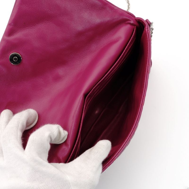 DIOR Cannage leather pink chain shoulder bag with silver hardware