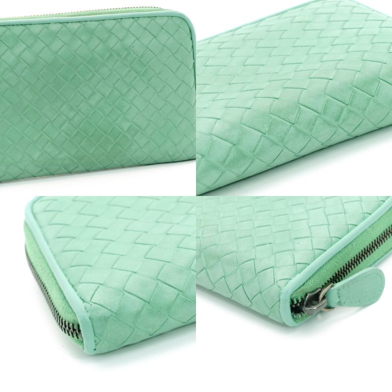 Bottega Veneta Intro Chart Long Wallet Green Leather Round zipper