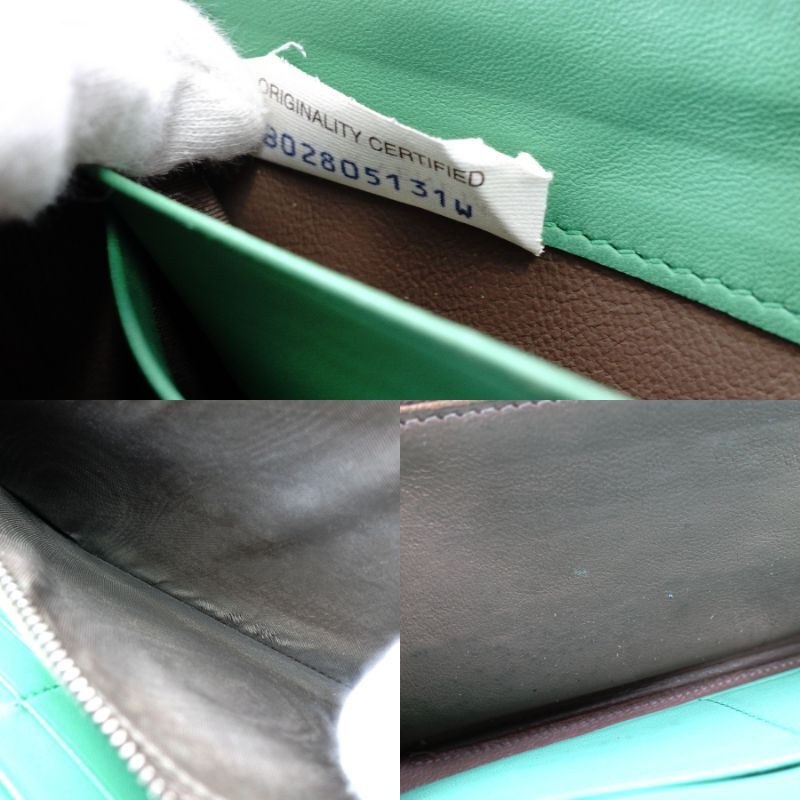 Bottega Veneta Intro Chart Long Wallet Green Leather Round zipper