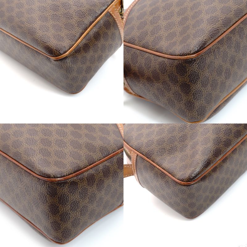 CELINE Macadam Shoulder Bag Brown PVC Leather Vintage