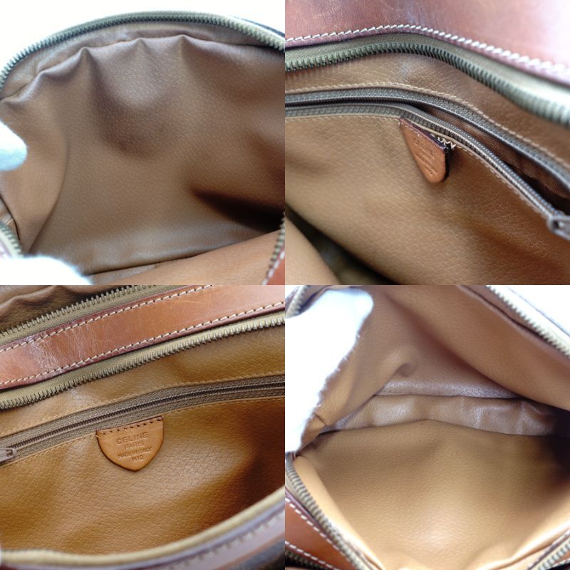 CELINE Macadam Shoulder Bag Brown PVC Leather Vintage