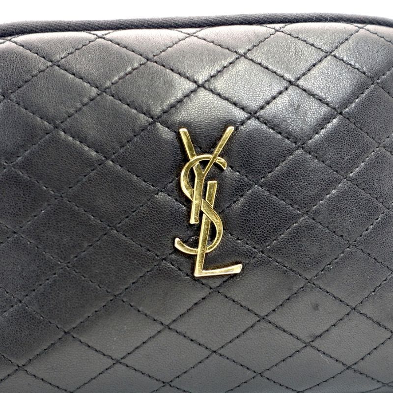YVES SAINT LAURENT Gaby Chain Shoulder Bag Leather Black
