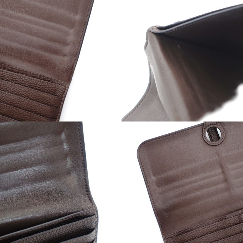 HERMES Dogon Long Wallet Togo Brown Leather Silver Hardware