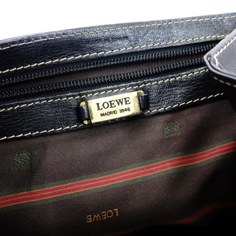 LOEWE Velázquez Leather 2way style Handbag Black x Brown