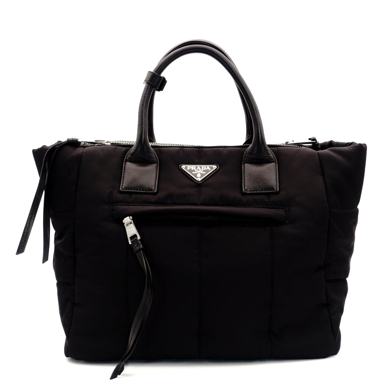 PRADA Tessuto Bomber Nylon Handbag Black 1BG636 Black
