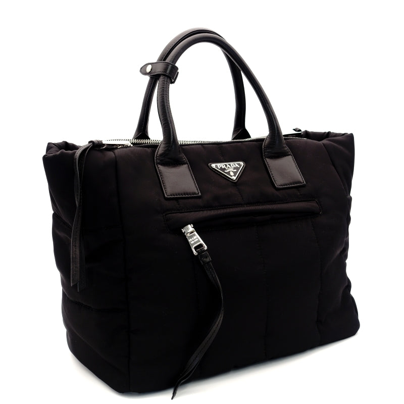 PRADA Tessuto Bomber Nylon Handbag Black 1BG636 Black