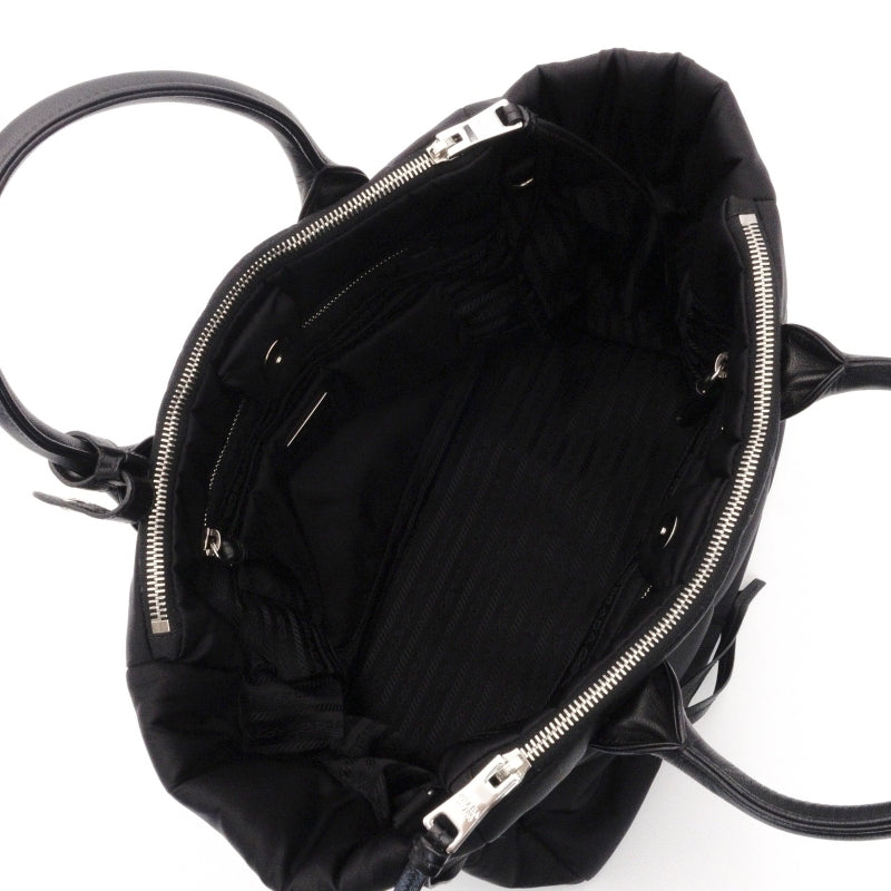PRADA Tessuto Bomber Nylon Handbag Black 1BG636 Black