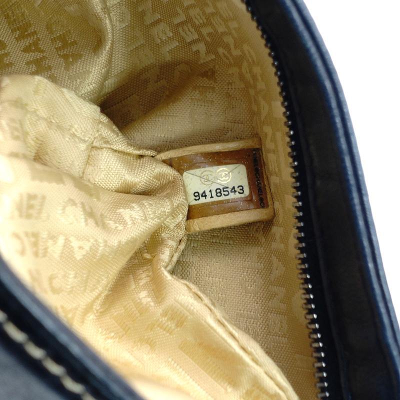 CHANEL Chain Handbag Lambskin Black Leather Black