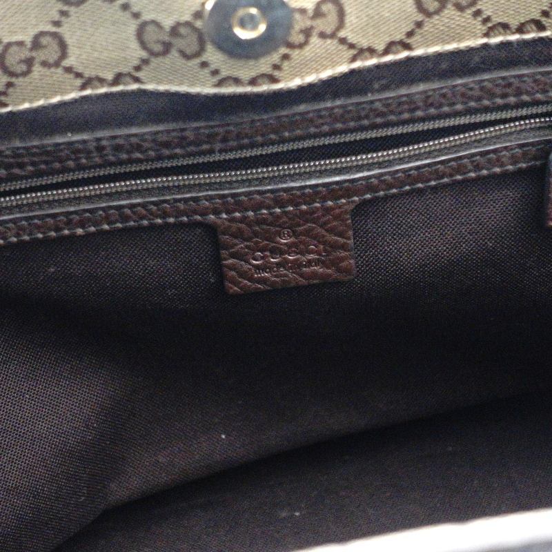 GUCCI Tote Bag GG Crystal Brown Logo PVC Leather Beige