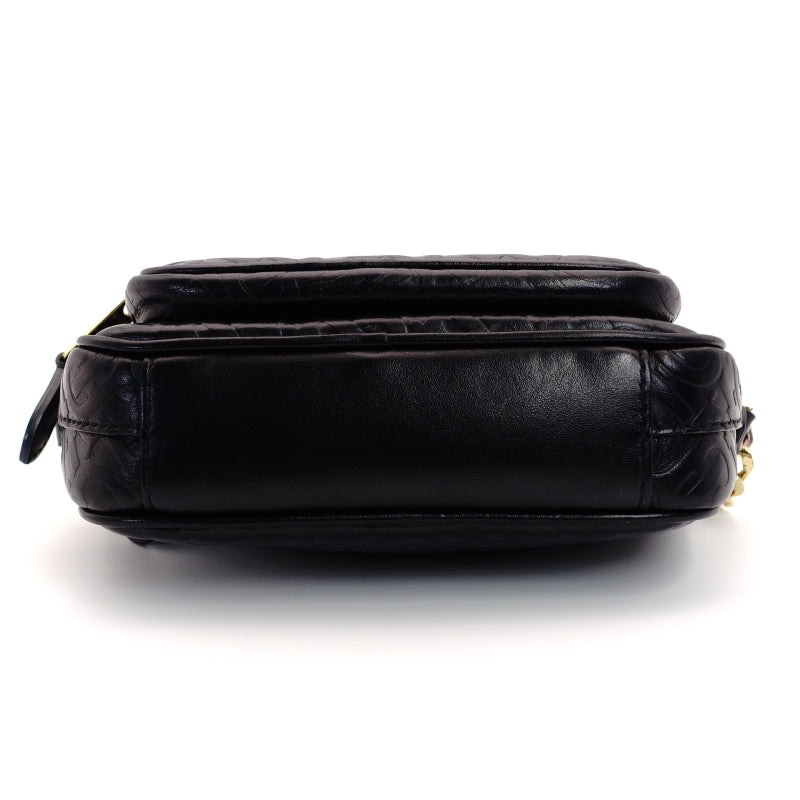 BURBERRY TB Black Chain Shoulder Bag Black Leather