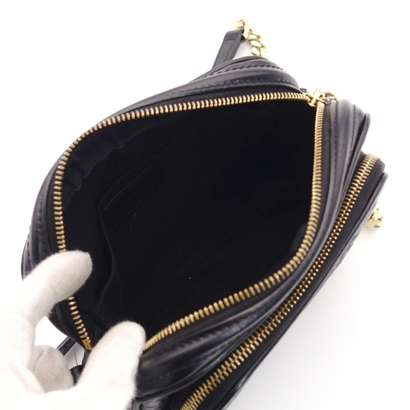 BURBERRY TB Black Chain Shoulder Bag Black Leather