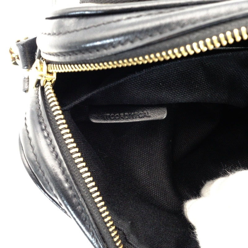 BURBERRY TB Black Chain Shoulder Bag Black Leather